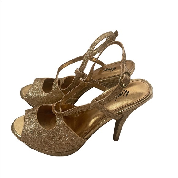 Fiona Gold Glitter Stilleto Heel Shoes Size 6 - Picture 2 of 5